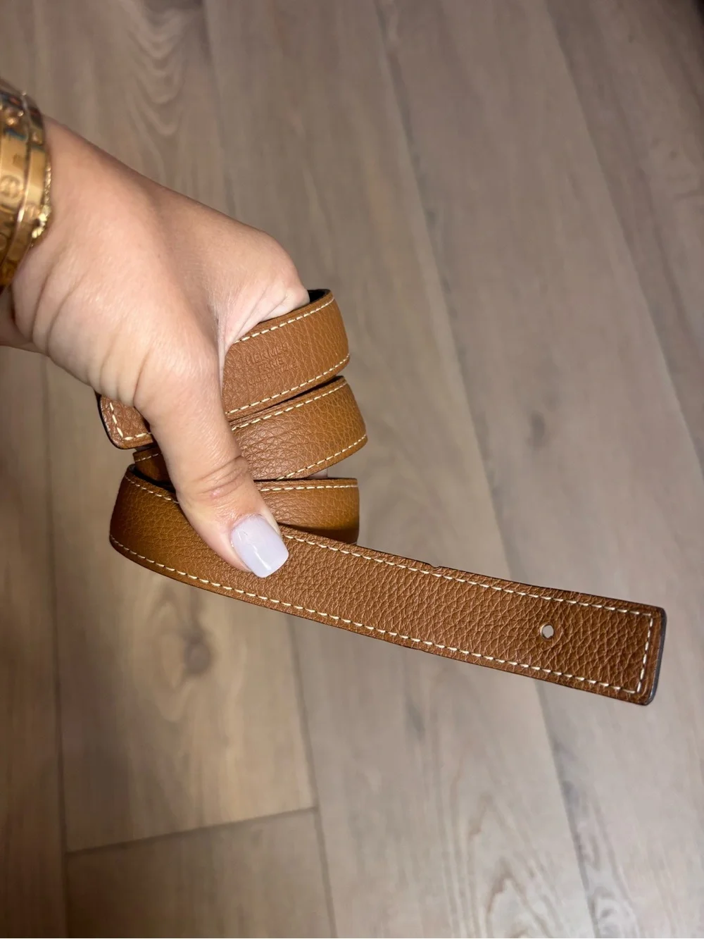Authentic HERMES H Constance black brown silver buckle leather belt 95cm